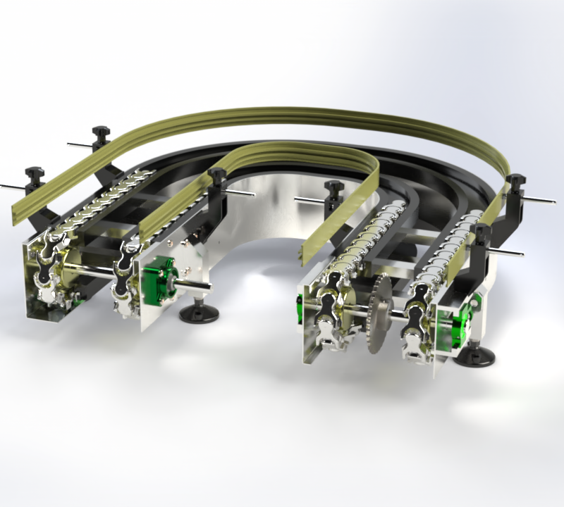 Curved Chain Conveyor – 3D SolidWorks Model