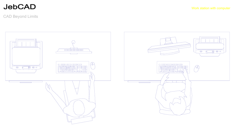 2D Desk PC Computer Drawing