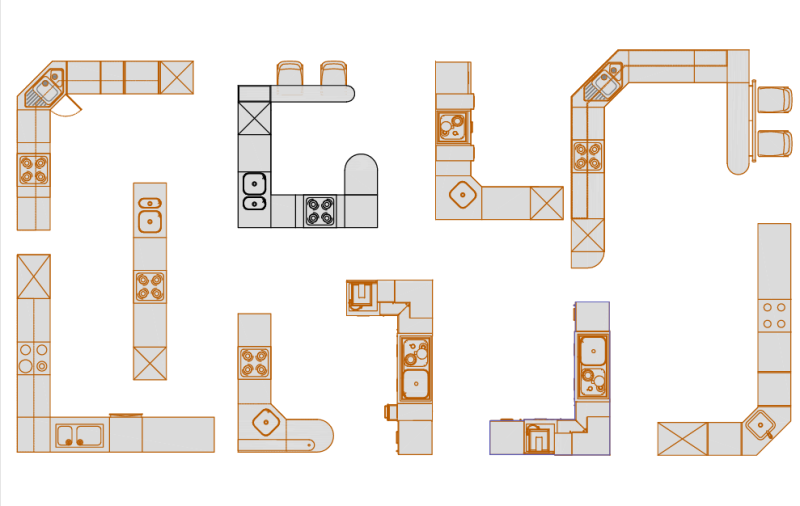 2D Furniture Kitchen Drawing