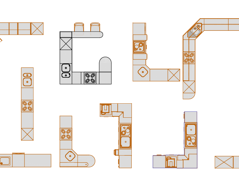 2D Furniture Kitchen Drawing