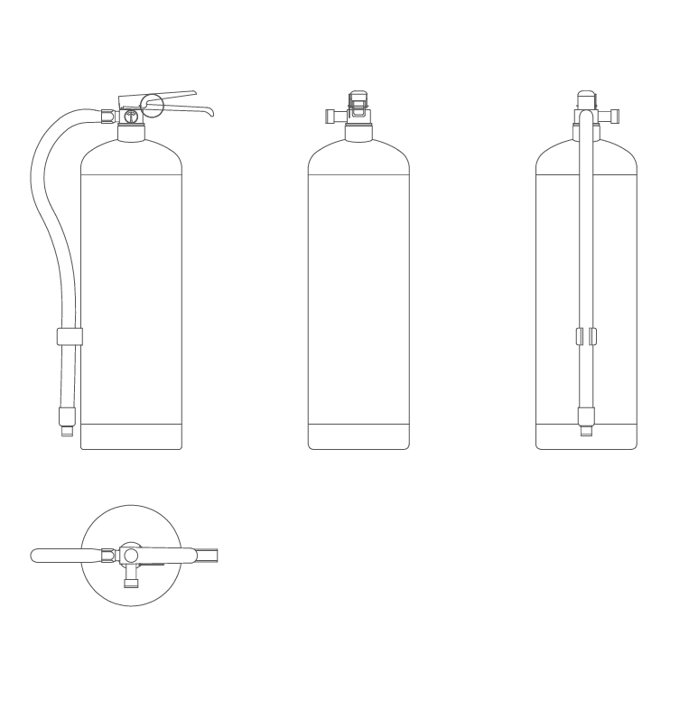 2D Fire Extinguisher Drawing