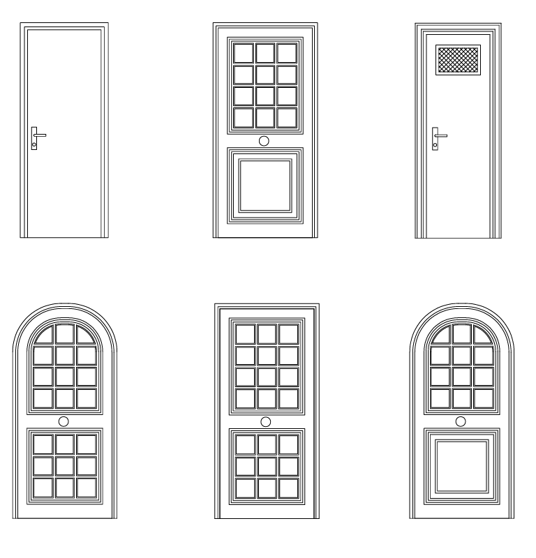 2D Wooden Doors Drawing