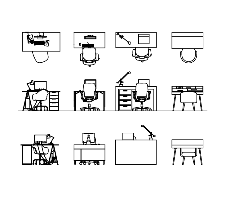 2D Study Tables Drawing