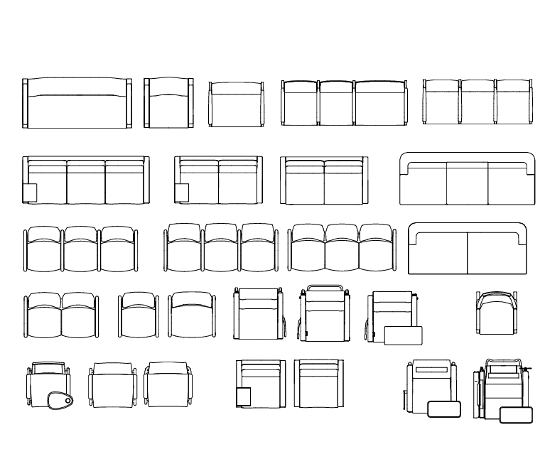 2D Waiting Chairs Drawing