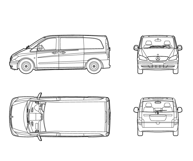2D Mercedes Vito Drawing