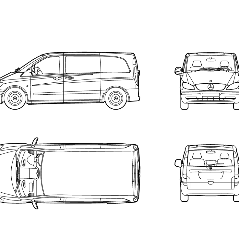 2D Mercedes Vito Drawing