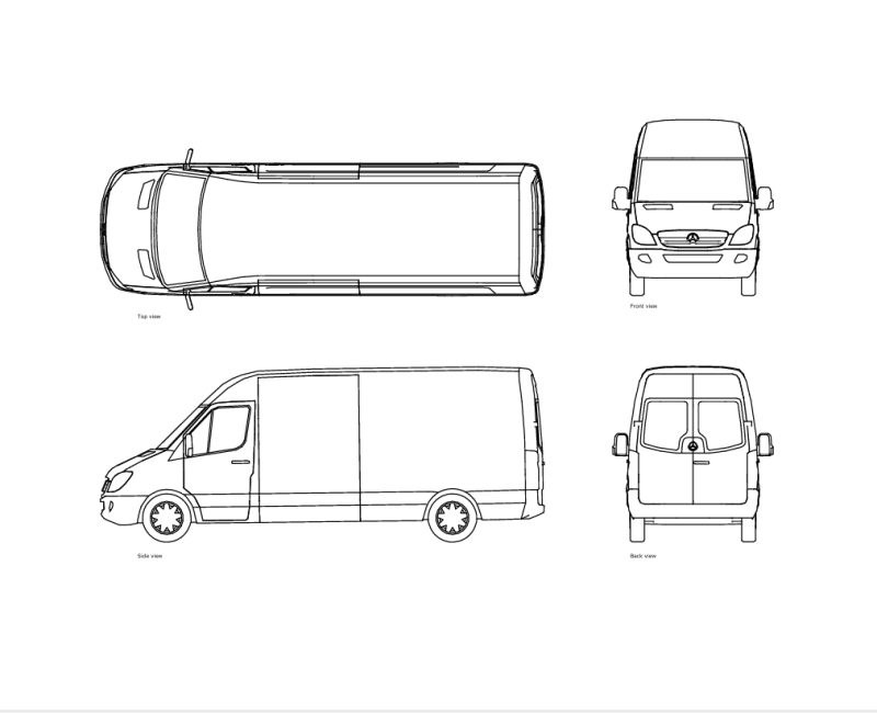 2D Mercedes Sprinter Drawing