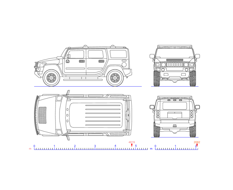 2D Hummer H2 Drawing