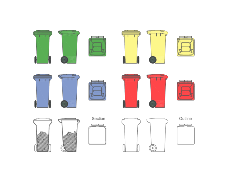 2D Garbage Bin Drawing
