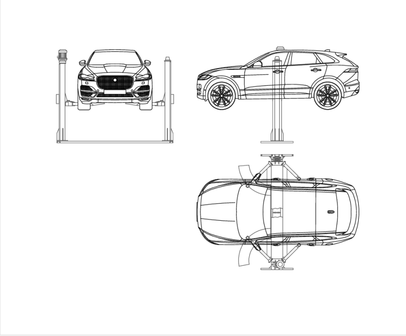 2D Vehicle Lift Drawing