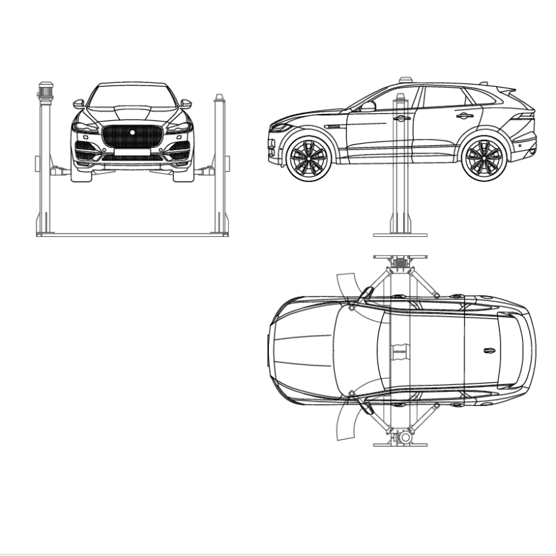2D Vehicle Lift Drawing
