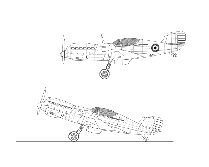 2D Fighter Aircraft Drawing