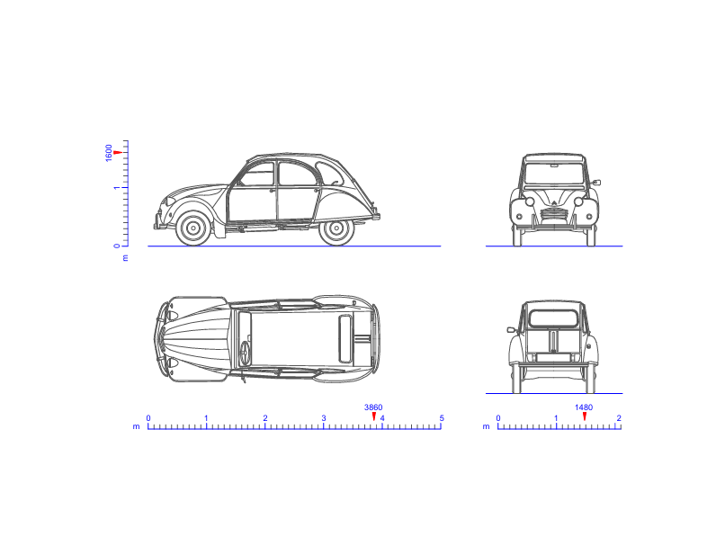 2D CAD Citroen 2CV