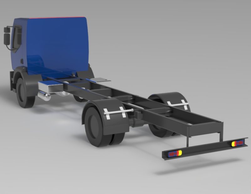3D Truck Long Chassis Model