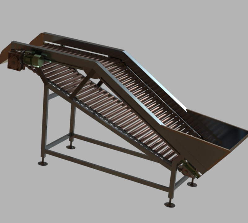 Roller conveyor inclined