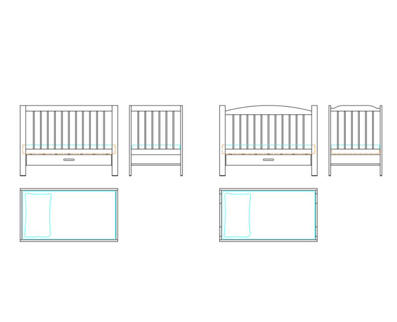 2D Baby Crib Bed