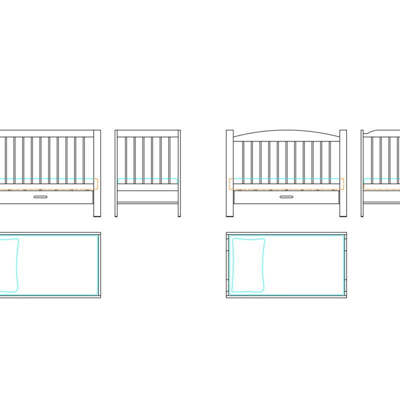 2D Baby Crib Bed