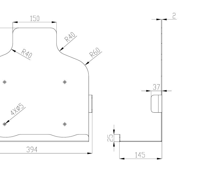 2D Sheet Metal Wall Bracket For Defibrillator