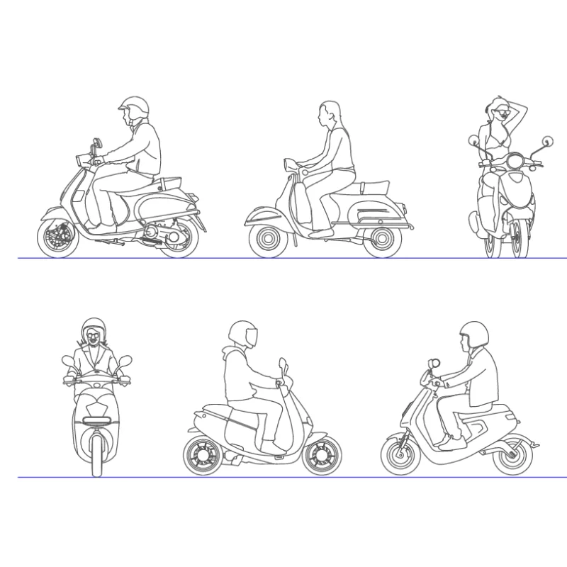 2D Scooter Driver Drawing