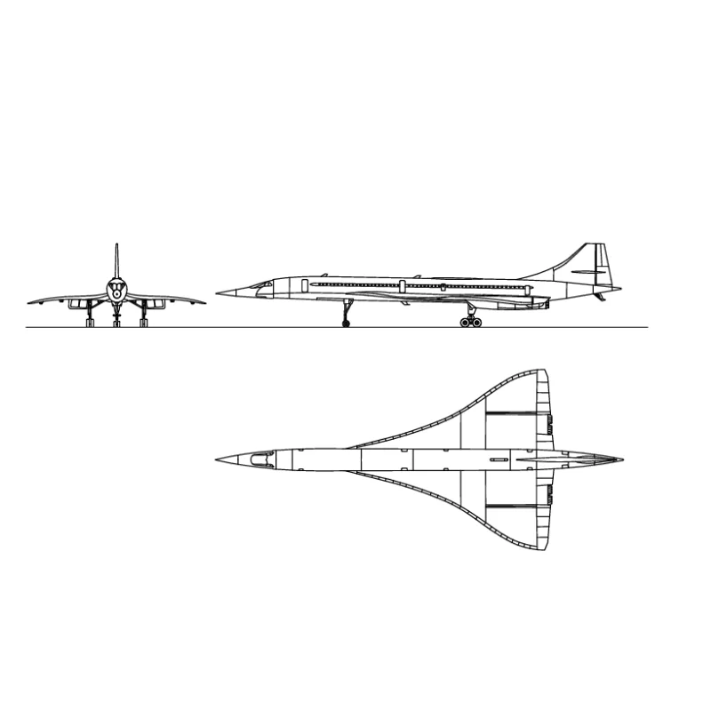 2D Concorde Military Plane Drawing
