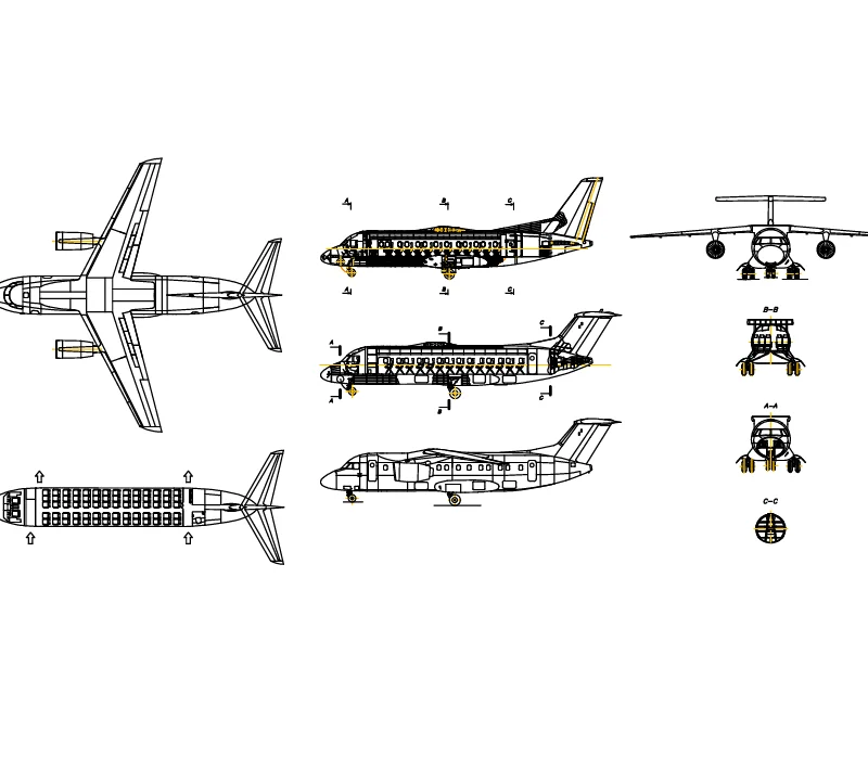 2D Jet Plane Drawing