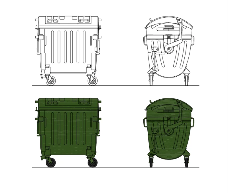 2D Plastic Garbage Bin 2D Plastic Garbage Bin