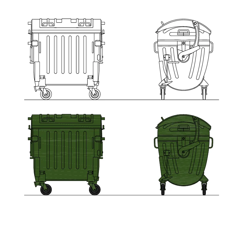2D Plastic Garbage Bin