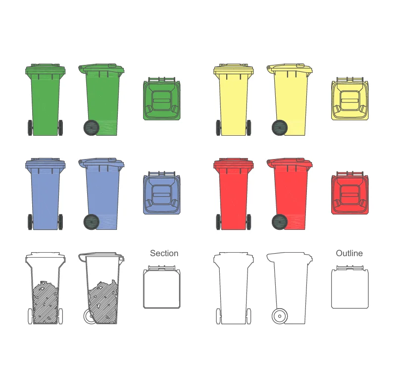 2D Garbage Bin Drawing