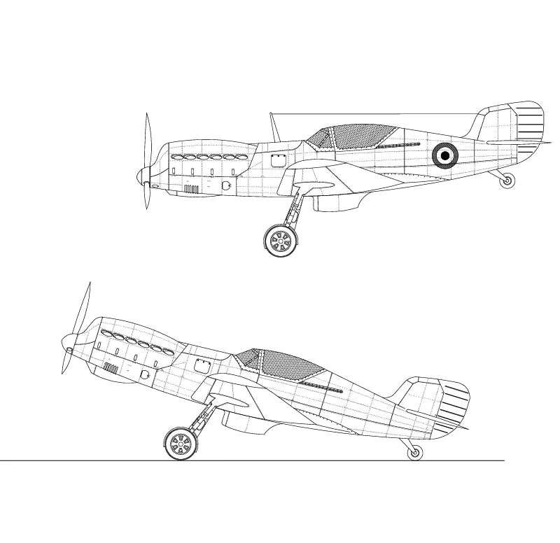 2D Fighter Aircraft Drawing