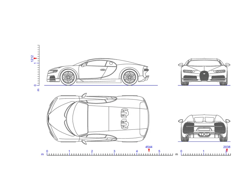 2D Bugatti Chiron Drawing
