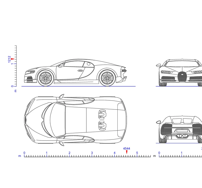 2D Bugatti Chiron Drawing