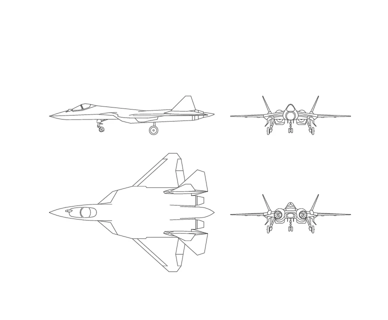 2D Sukhoi_Su-57 Jet Drawing