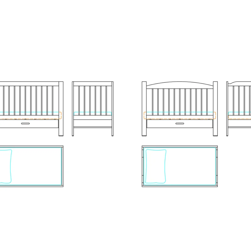 2D Baby Crib Bed